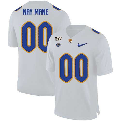 Mens Pittsburgh Panthers Customized White 150th Anniversary Patch Nike College Football Jersey